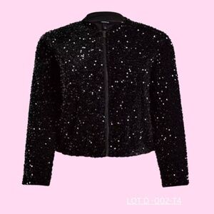 Torrid Sequin Crop Jacket – Black – Size 4